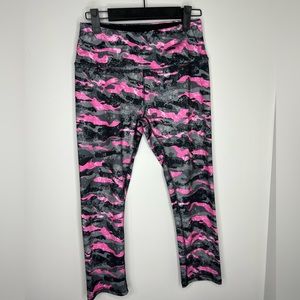 RBX active yoga leggings. Pink/gray/black camo pattern. Size small.